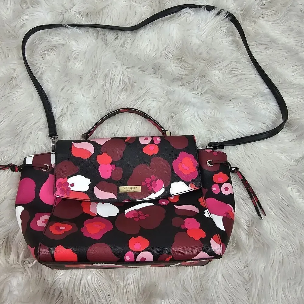 Kate Spade New York Laurel Way LILAH Floral Print Satchel $398 EUC